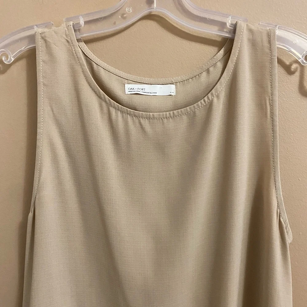Oak + Fort Tan Beige Sleeveless Midi Dress - Picture 8 of 11